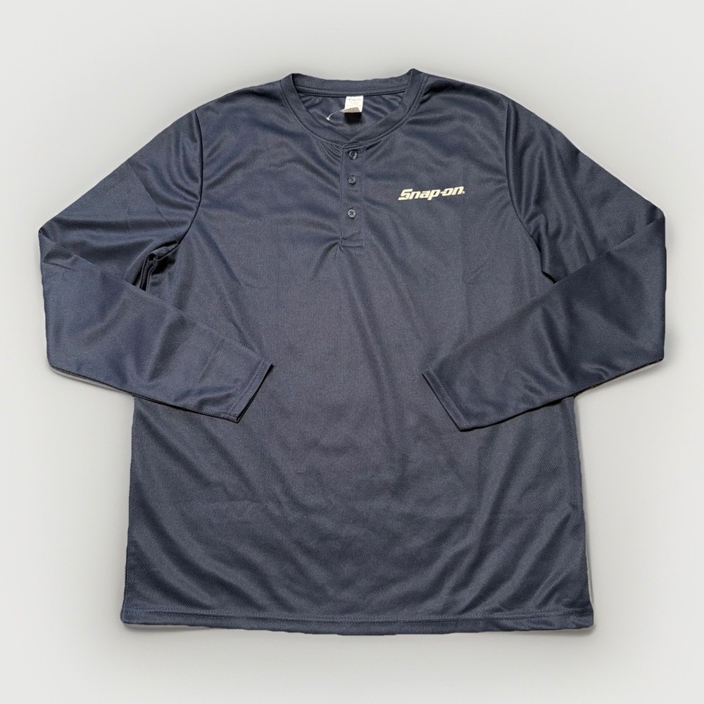 Snap On Tools Long Sleeve Shirt Blue‎ Men's XL Polyester Lightweight Henley